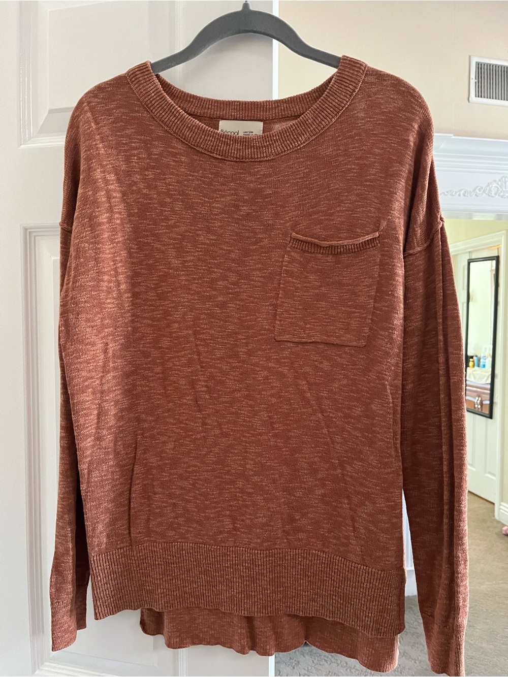 Becool Rust Crewneck Sweater with Chest Pocket